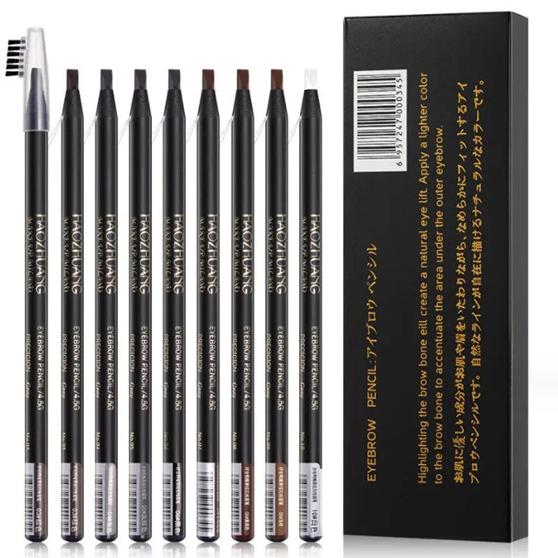 12pcs Eyebrow Pen Hard Microblading Brow Definer Enhancers Pencil Waterproof Easy To Apply Makeup Natural Wild Brows Tattoo Tint