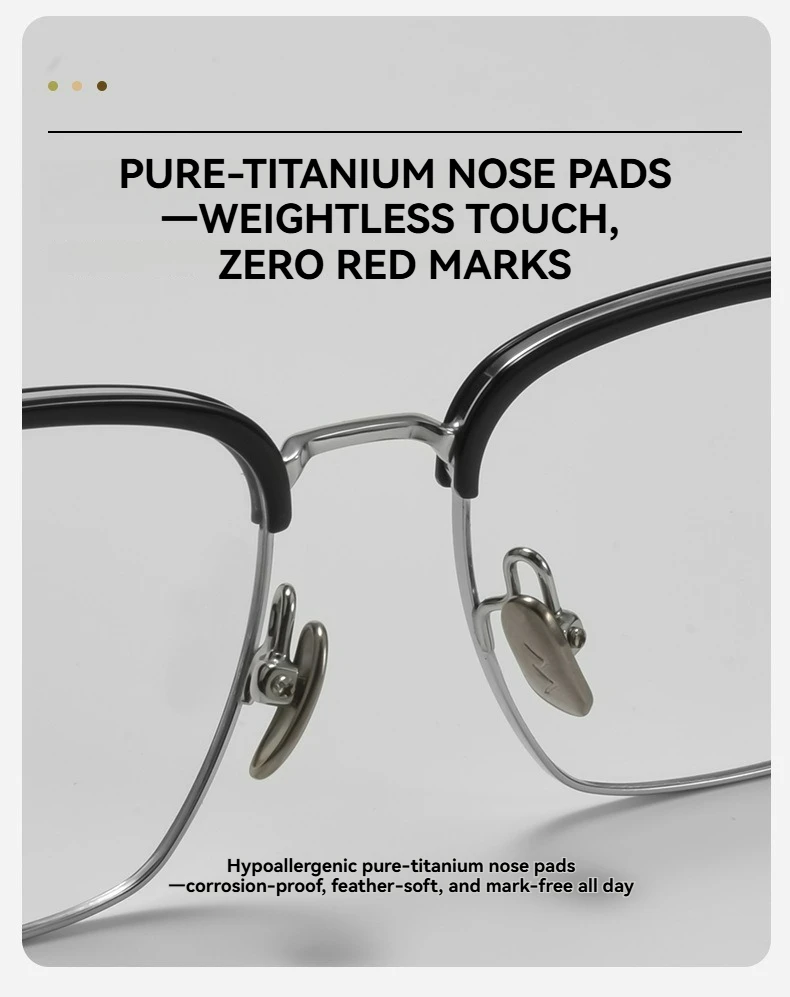 الرجعية Browline خفيفة للغاية التيتانيوم النقي نصف حافة إطارات للجنسين وصفة طبية جاهزة نظارات خلات إطار نظارات قصر النظر نظارات