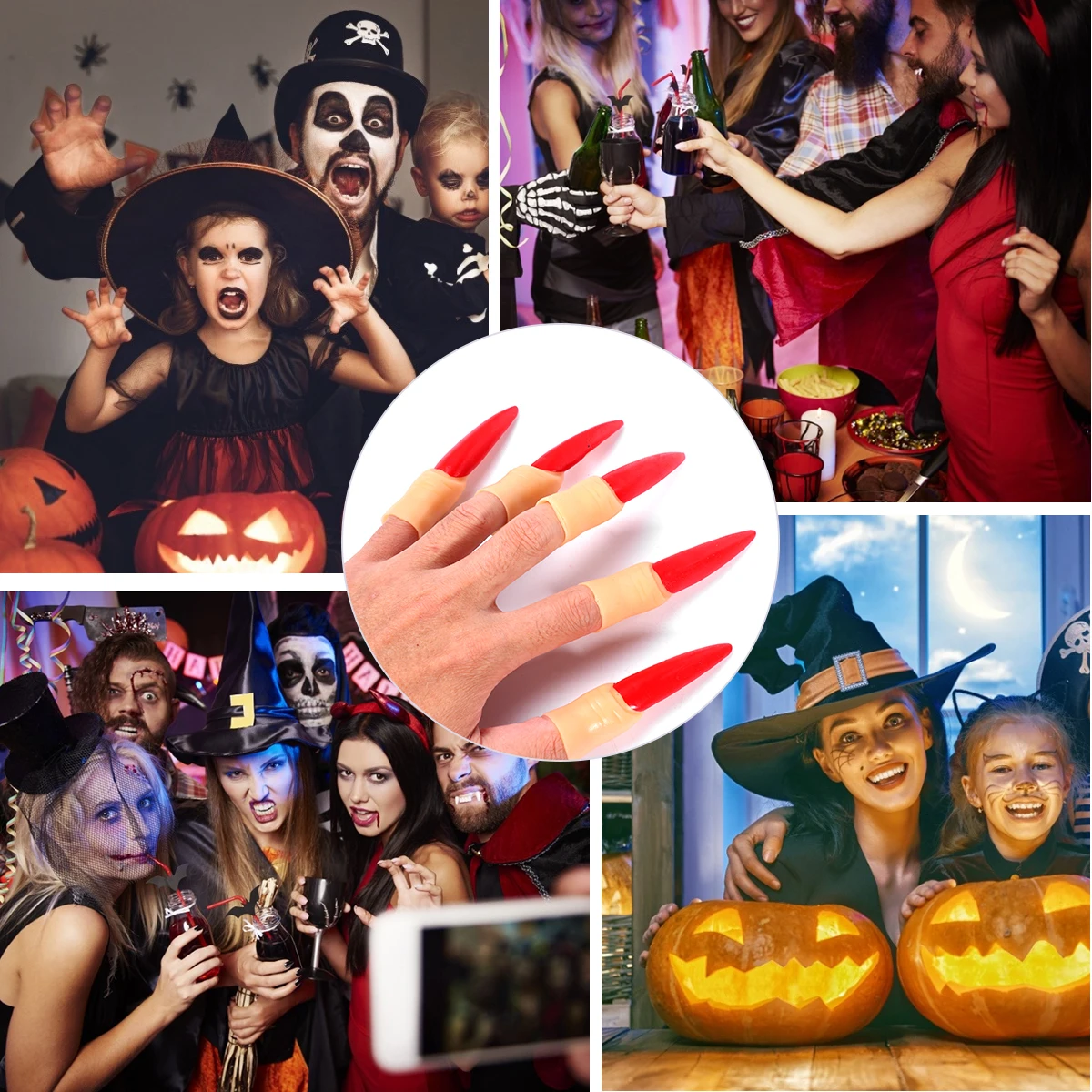 

3 Sets Fake Finger Cot Nails for Halloween Fingers Zombie Vinyl Props Fingernail