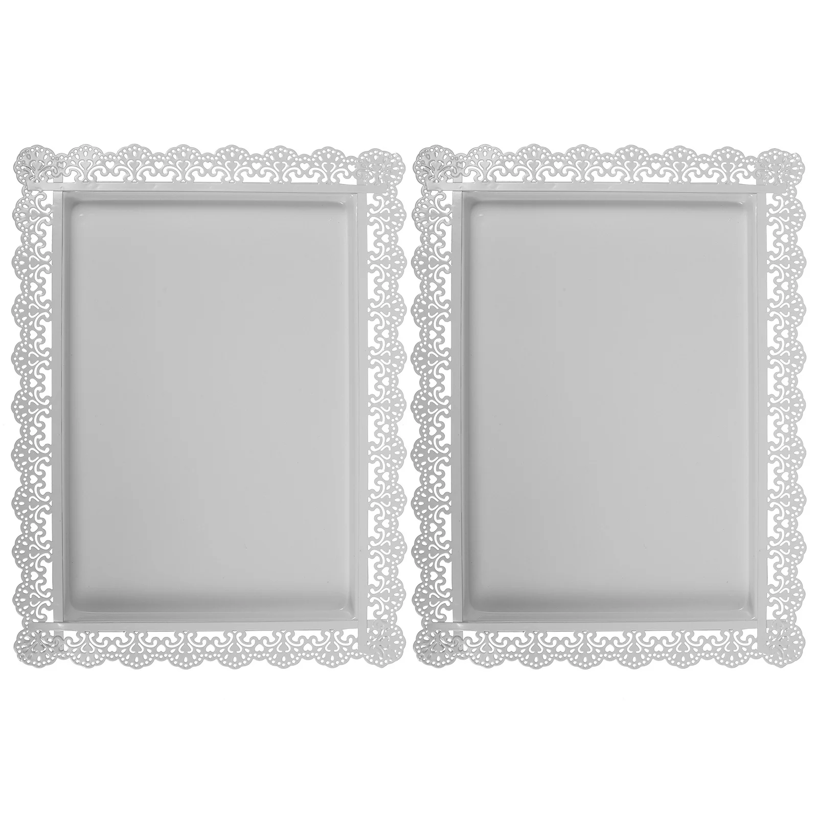 

2 pcs Rectangular Iron Cupcake Platter Cake Fruit Plate For Wedding Party Dessert Table Display Tray Serving Platters Birthday