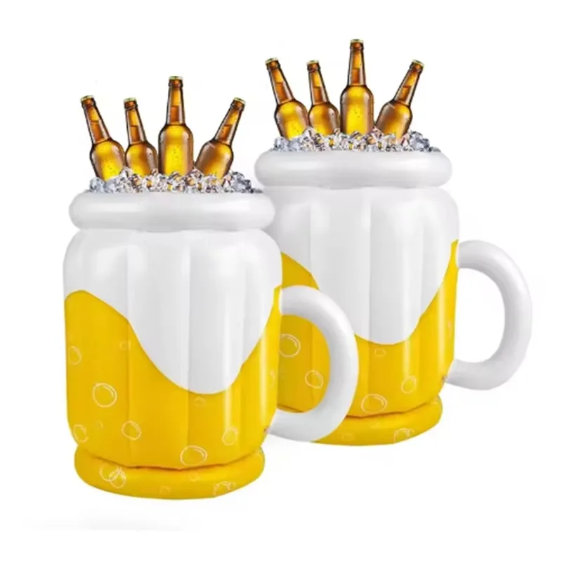 屋外プールビーチ用pvc製アイスバケツ、パーティー用飲料ビールフローティングインフレータブルアイスクーラーバケツ、プラスチック製インフレータブルクーラーボックス