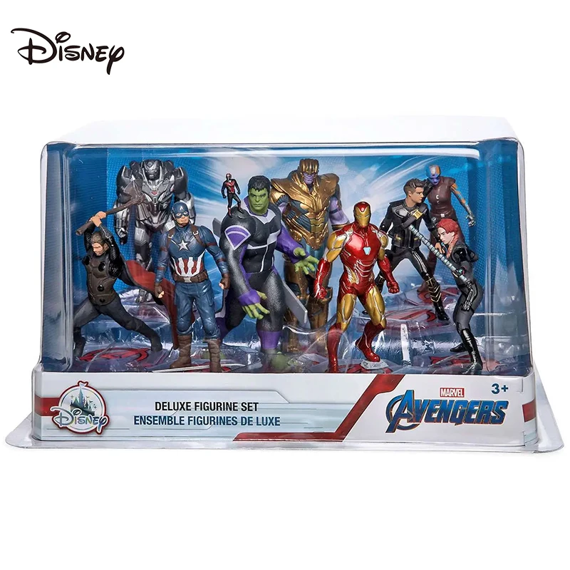 Disney Marvel Avengers Deluxe Figurine Set Ensemble 10pce Playset Character Captain America Iron Man Collectible Model Box Gifts