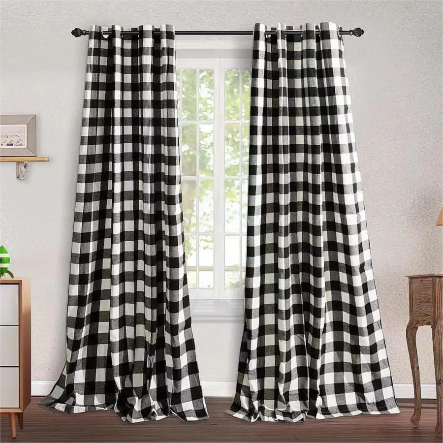 

2 Pack Buffalo Check Plaid Window Curtain Panels 5284 for Living Room, Bedroom Farmhouse Courtyard Style Grommet Treatment Curta