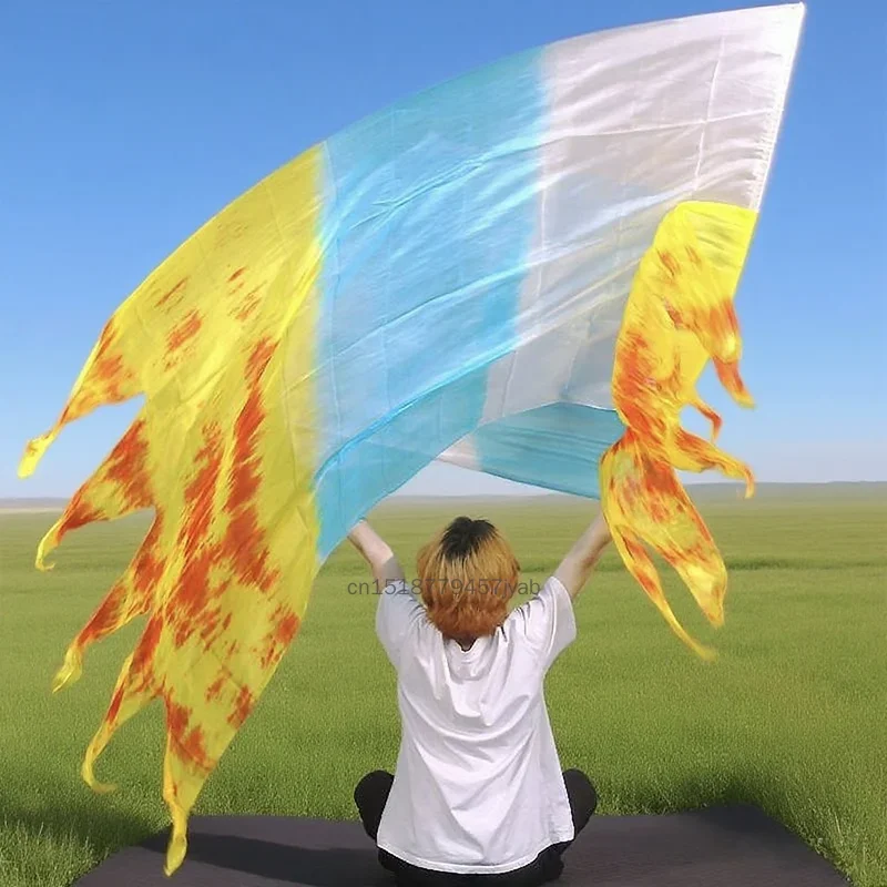 Personalizowany, w 100% z czystego jedwabiu, welon do tańca brzucha, jedwabna chusta do tańca brzucha, ręcznie robiony, gradientowy kolor, welon do ćwiczeń i występów tanecznych.