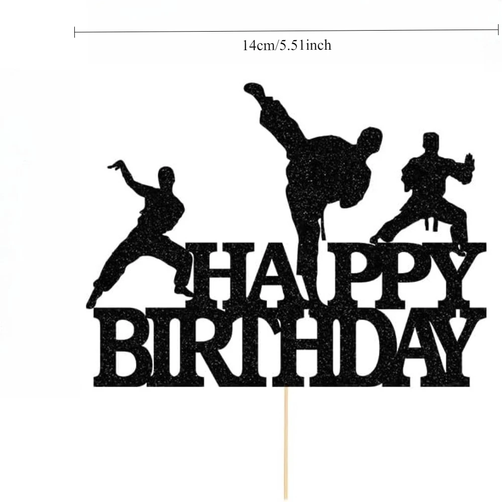 Karate Happy Birthday Cake Topper, Geburtstags- und Jubiläumsaufkleber im Taekwondo-Stil – Detail 2