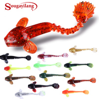 Sougayilang 12Pcs Soft Fishing Lure 9cm Artificial Soft Bait with Life-like Swimming Actions for Sea River Fishing