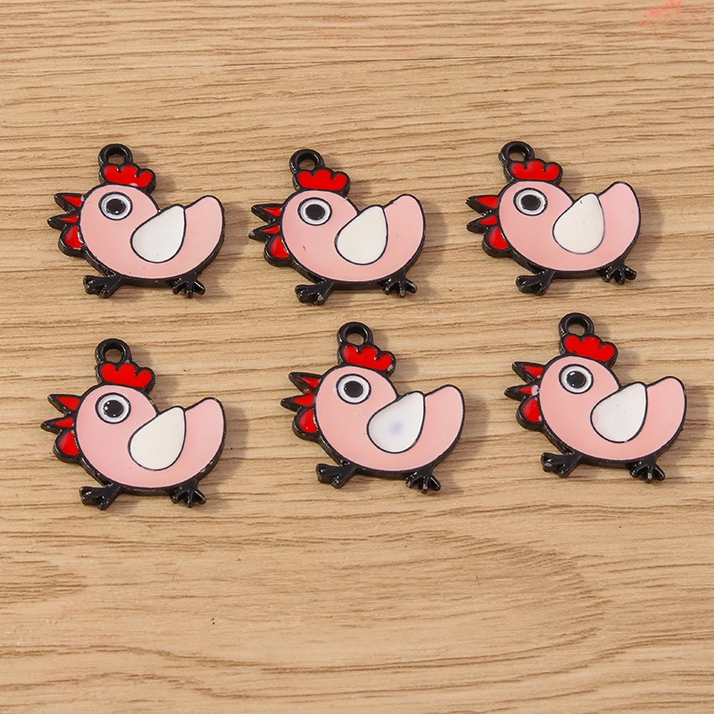 10pcs 21x21mm Cartoon Enamel Animal Chick Charms Pendants for Jewelry Making Drop Earrings Necklaces Bracelets DIY Crafts Supply