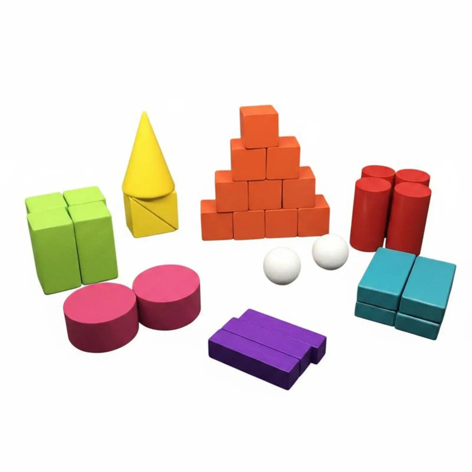 Children Wooden Geometry Blocks 3D Shapes Math Learning Tools for Kindergarten Classroom Cube Cylinder Cone Toy