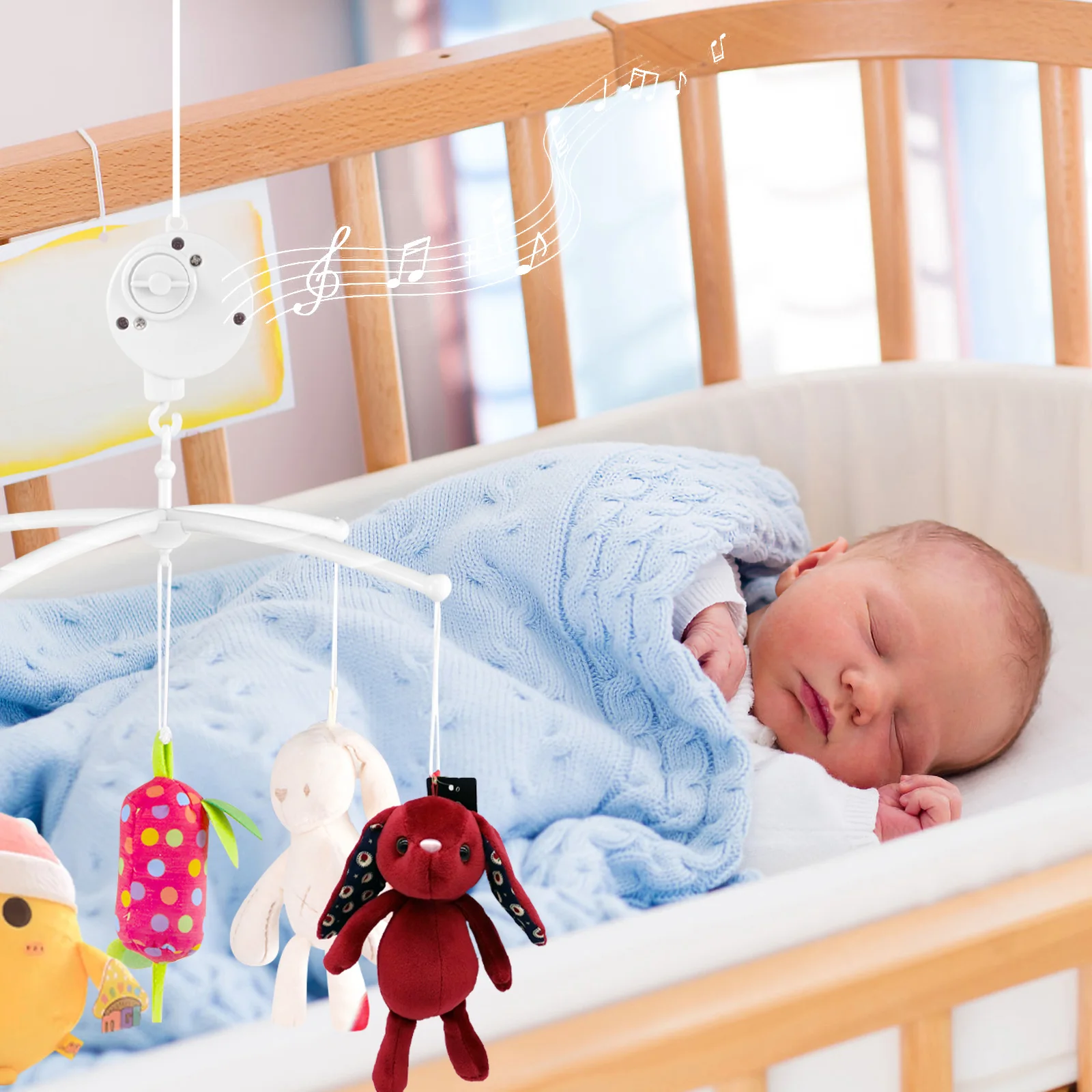 

Music Box Baby Mobile Crib Toy Built-in Plunger Hook Winding for Nursery Musical
