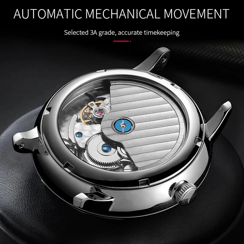FEICE ساعة ميكانيكية أوتوماتيكية للرجال 35 ساعة احتياطي الطاقة باوهاوس ساعات مقاوم للماء مرآة مقببة ساعة عادية FM212 #4
