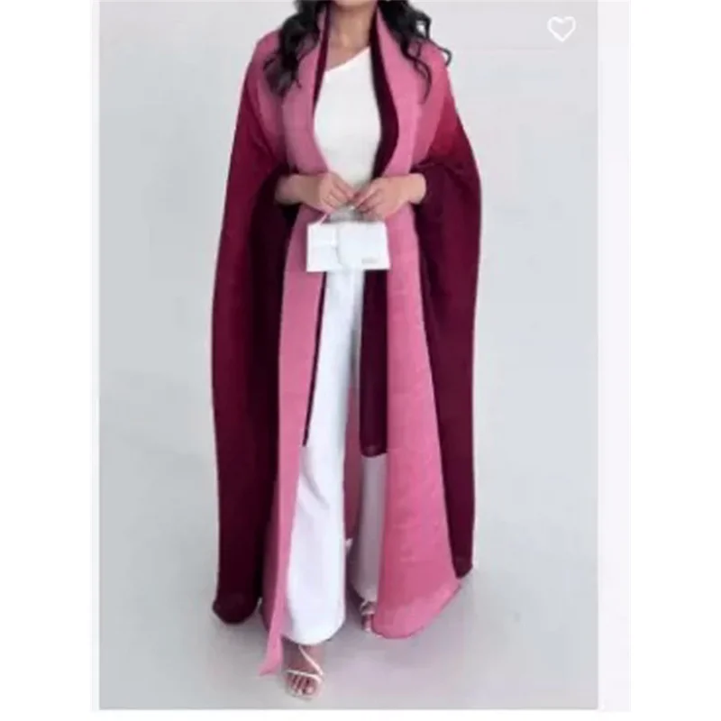 Miyake Fashion Gradient Pleated Long Trench Women Batwing Sleeves Belt Gathered Waist Windbreaker dresses for Women 2023 Autumn