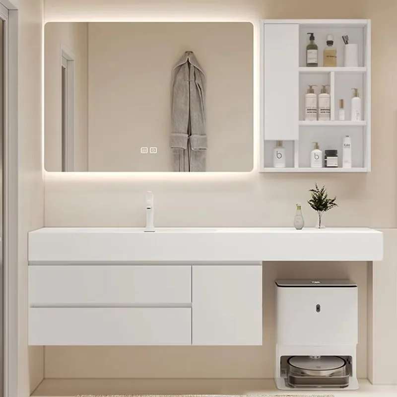High-End Luxury Large Size Wall-Mounted Bathroom Vanity Cabinet Bathroom Toilet Make Vanities Sets in Light Style
