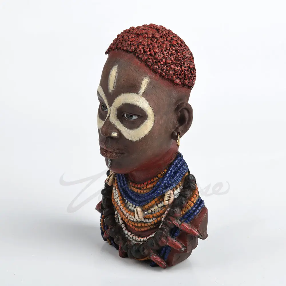 African Cairo Woman Tribal Bust Statue Hand Painted Resin Figurine Home Office Living Room Wall Decor Collectible Art Ornament