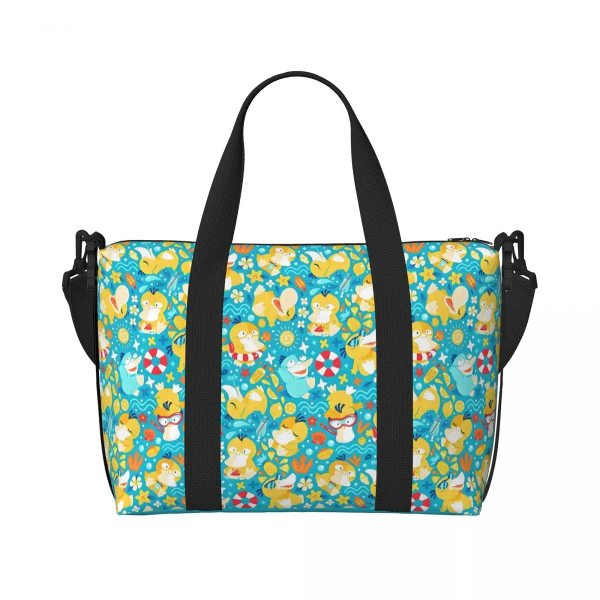 

Пляжная большая сумка P-Psyducks на заказ для женщин, очень большие дорожные сумки для спортзала с анимированной пленкой