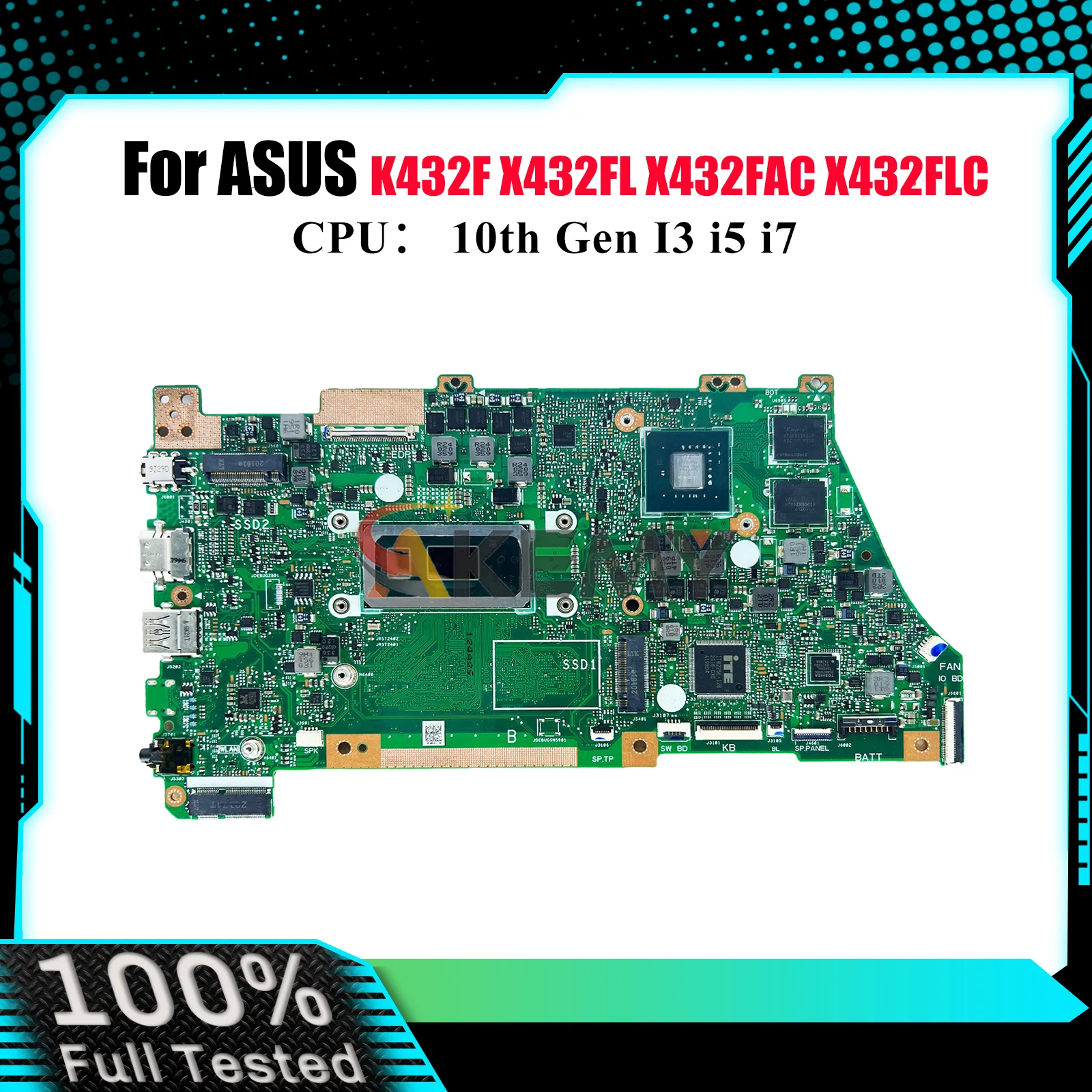 

X432FL Laptop Motherboard For ASUS VivoBook K432F X432FLC V432F X432FAC S432F X432F X432FL Mainboard With 10th Gen I3 i5 i7 CPU