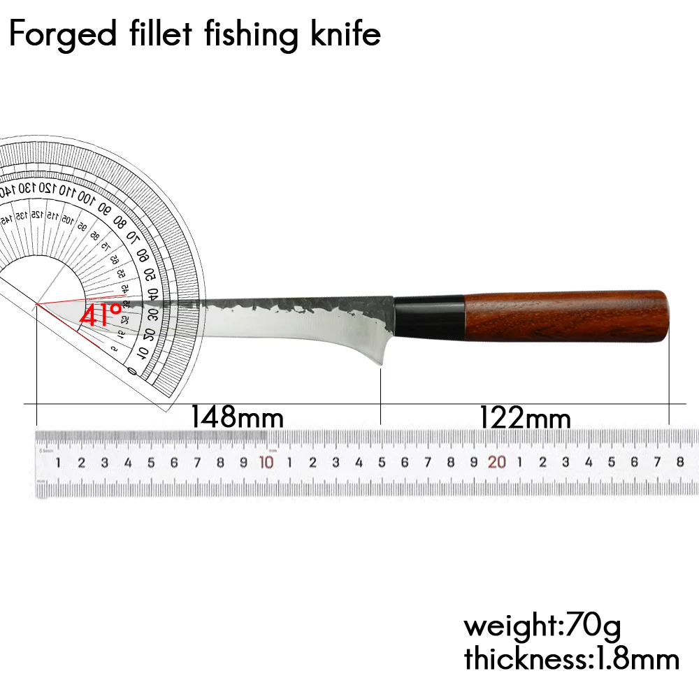 RZD Filleting Fishing Chef Kitchen Knife Forged Steel Deboning Slicing Meat Fish Wood Handle Japanese Style Gift Box Accessory