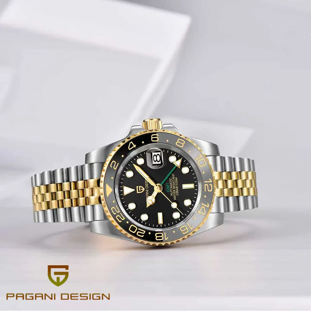 جديد V2 Pagani تصميم 40 مللي متر ساعة ميكانيكية أوتوماتيكية للرجال الياقوت الفولاذ المقاوم للصدأ GMT ساعة العلامة التجارية الأعلى ساعة رجالي الرياضة #6