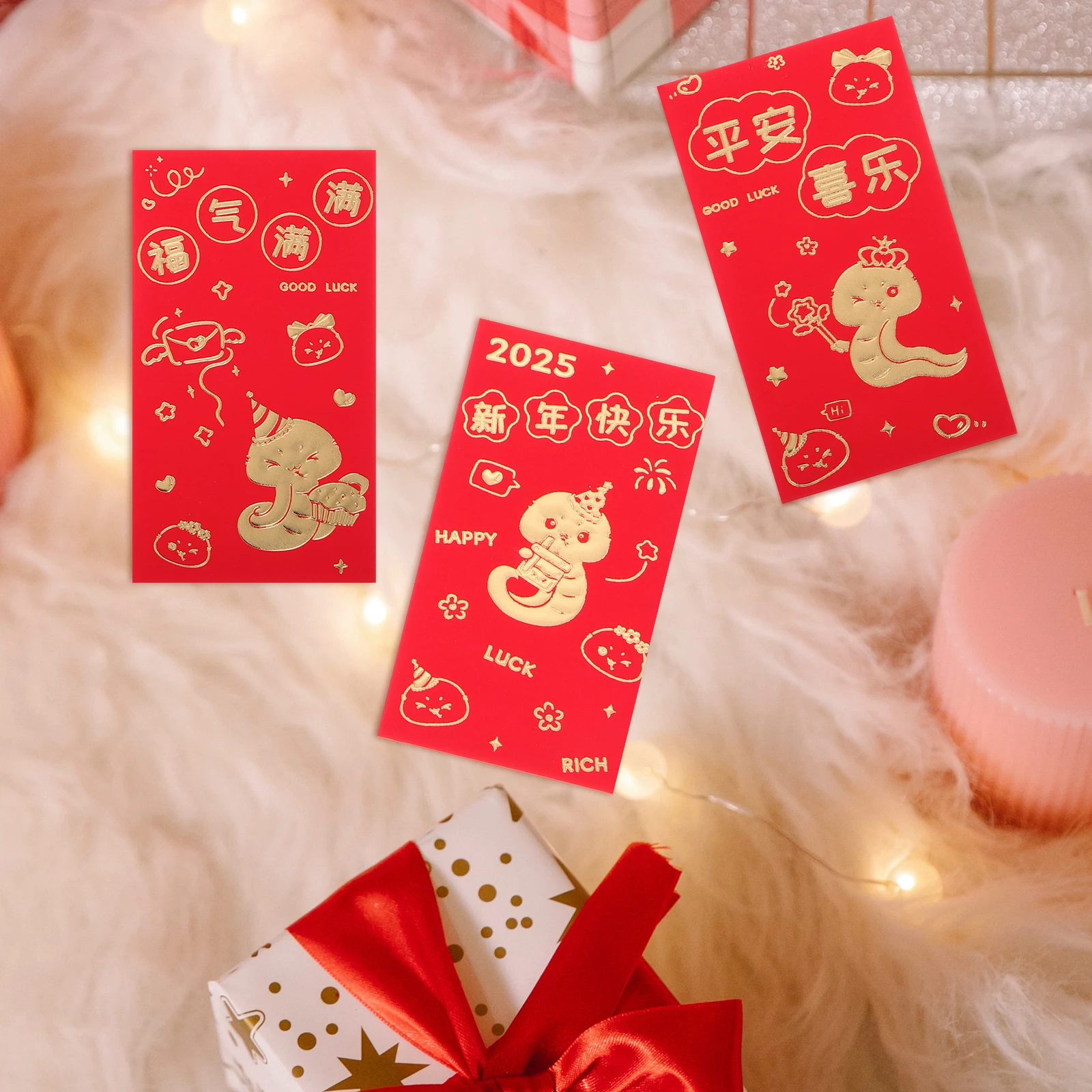 6 pezzi di Capodanno rosso creativo serpente design tasche rosse di grande capacità busta da sposa per Capodanno lunare bomboniere cinesi Hong