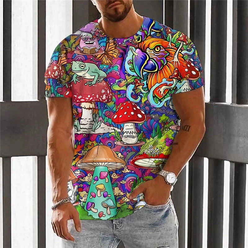 Men's Mushroom Monster 3D T Shirt Retro Fashion Short Sleeve T-shirts Men Women Outdoor Daily Sports 2026 Summer Spring Clothing