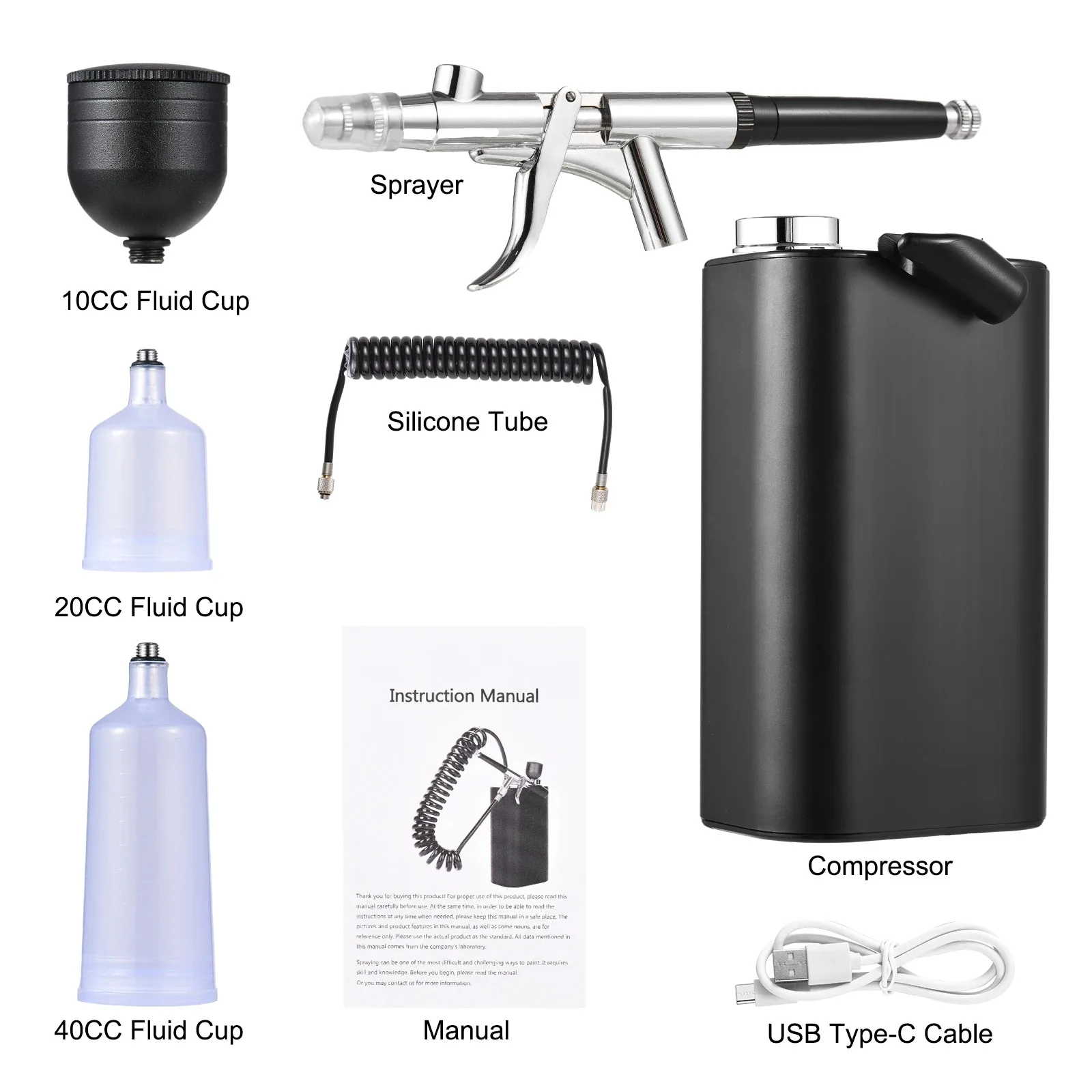 Draagbare draadloze 40PSI hogedruk airbrushkit Oplaadbare draagbare luchtborstels met 0,3 mm punt voor schilderen