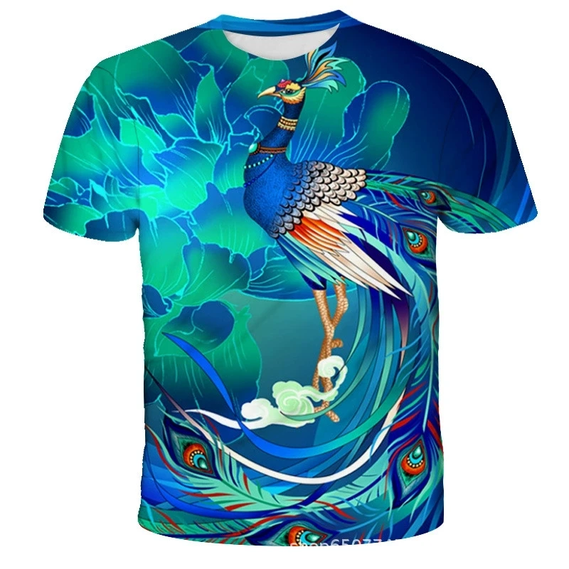 

Peacock Men's Short Sleeve Crew Neck T-shirt Summer Outdoor Special Casual Comfort Tops Harajuku Oversized Summer Woman