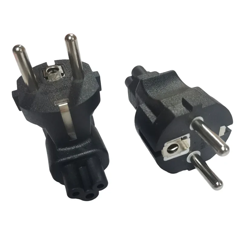 1PCS Black EU 4.8mm to IEC320 C5 Power Plug Converter European 4.8MM Male to C5 Clover Leaf Female Power Adapter Plug