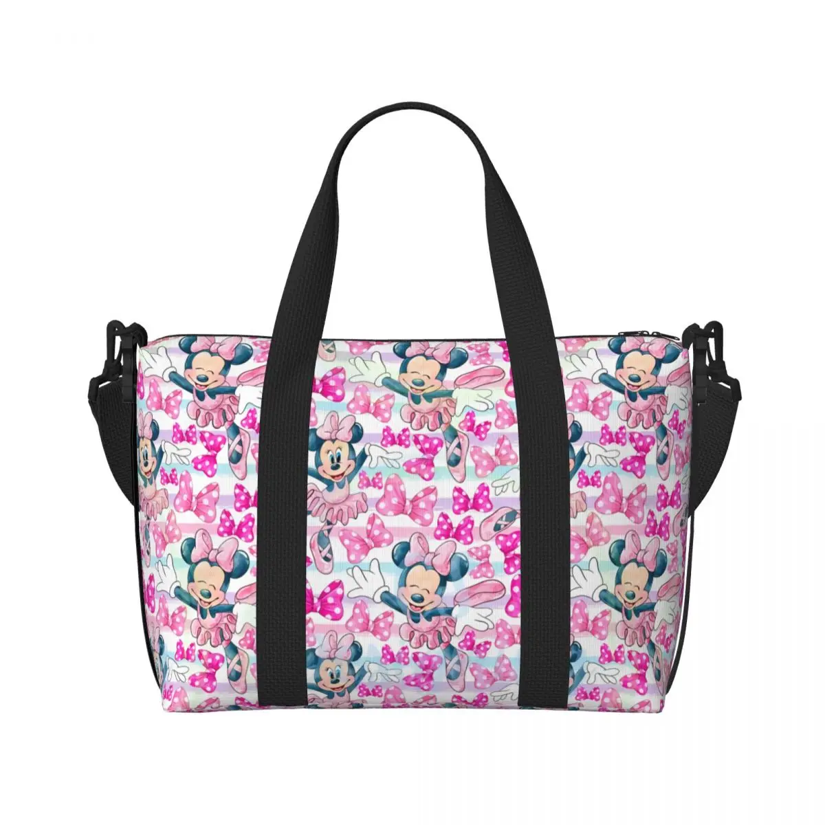 Custom Large Minnie Mickey Mouse Tote Bag for Women Shopper Shoulder Gym Beach Travel Bag