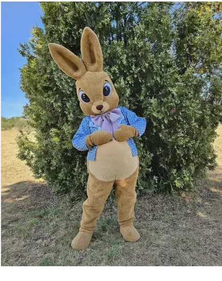

2026 Adult Hot Sale Gold Brown Easter Bunny Rabbit Cartoon Mascot Costume Plush Christmas Fancy Dress Halloween Mascot Costume