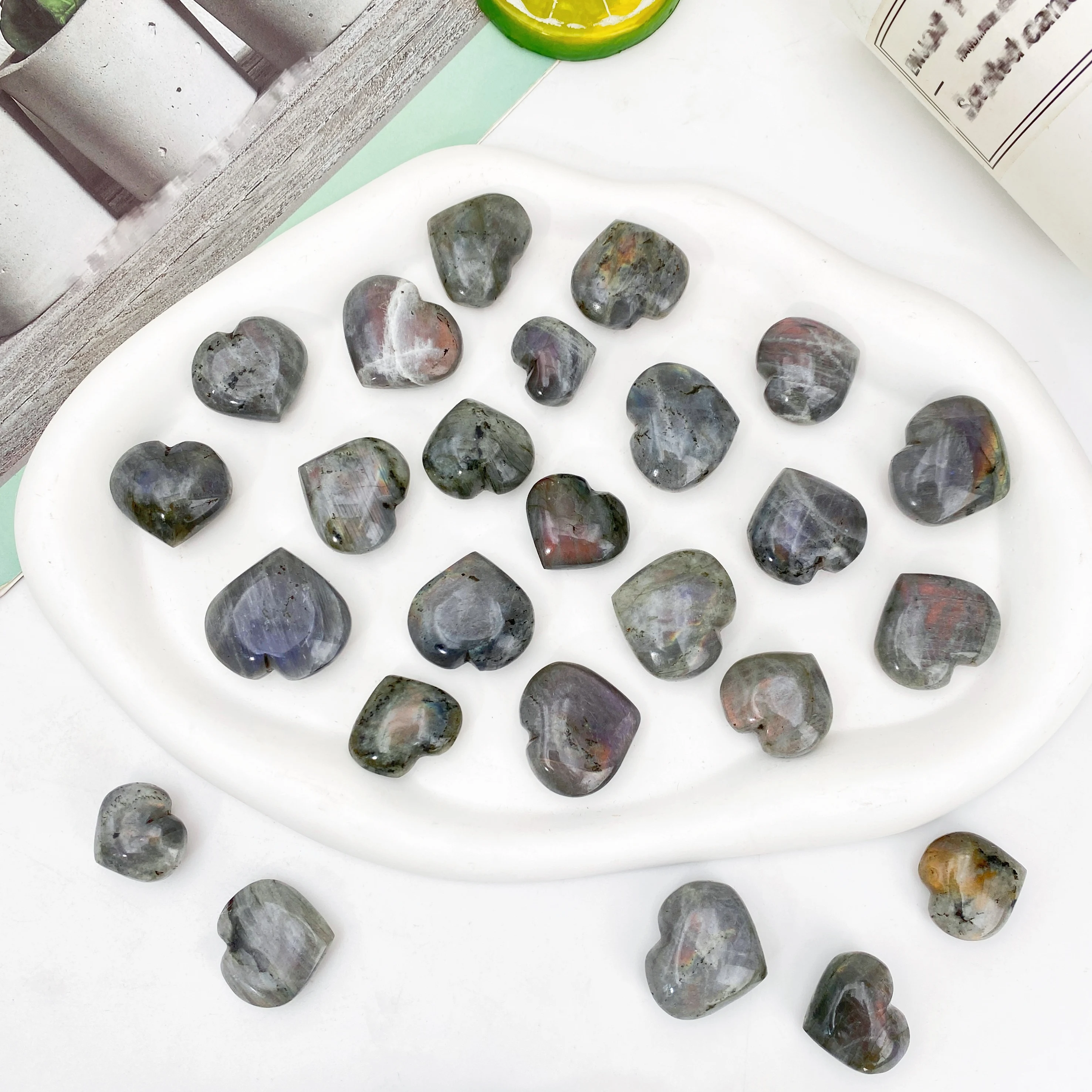 1PC High Quality Purple Flash Labradorite Heart Natural Crystal Palm,Gemstone Jewelry,Glitter, Healing Crystal, Birthday Gift.