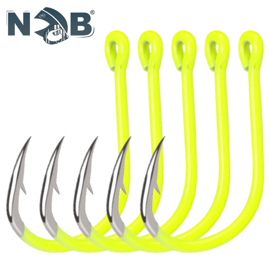 NGB 50PCS Sharp High-carbon Stahl Angelhaken Stacheldraht Fluoreszierende Angeln Langlebig Haken Fisch Getriebe Kampf Haken Mit Auge für Karpfen