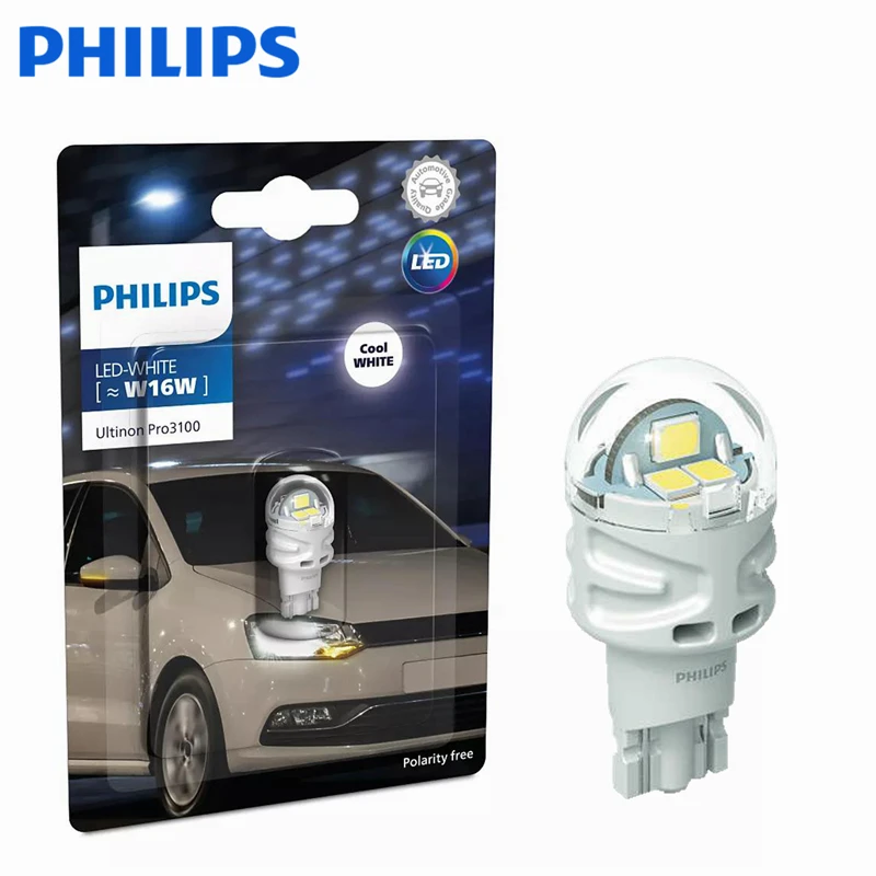 Philips-luces LED Ultinon Pro3100 para intermitente de coche, bombillas traseras, luces antiniebla de parada, Color rojo y blanco, W5W, P21/5W,