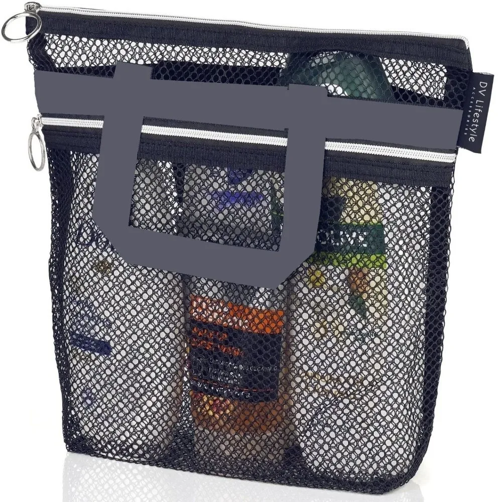 

Portable Mesh Beach Bag Multifunctional Toiletries Organizer Shower Cosmetic Bag Clear Storage Pouch Travel Wash Bag for Gym