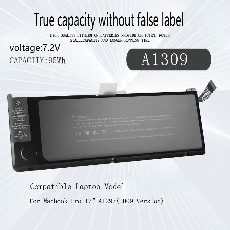 Imagem -02 - Bateria do Portátil para Apple Macbook Pro 17 em A1297 Início de 2009 Meados de 2009 Meados de 2010 Mc226 a Mc226ch a Mc226j a Mc226ll a 7.3v A1309