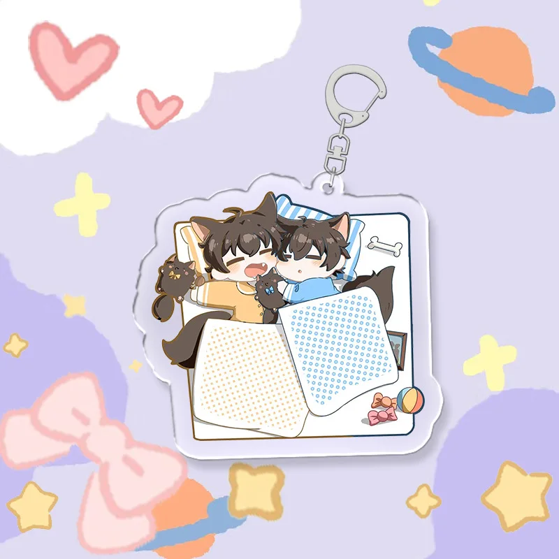 Game Nu: Carnival 6CM Anime Keychain Sleeping Figure Eiden Aster Morvay Edmond Cartoon Key Chain Backpack Pendant Accessories