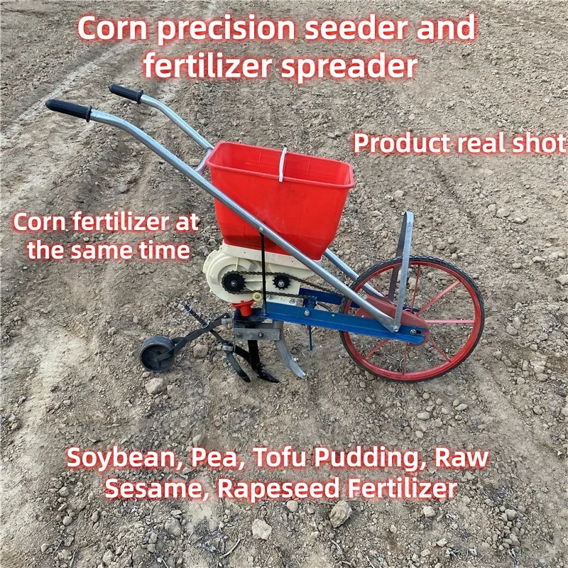 Efficient Roller Planter Hand Pushed Seeder Easy Operation For Corn Soybean Peanut Planting