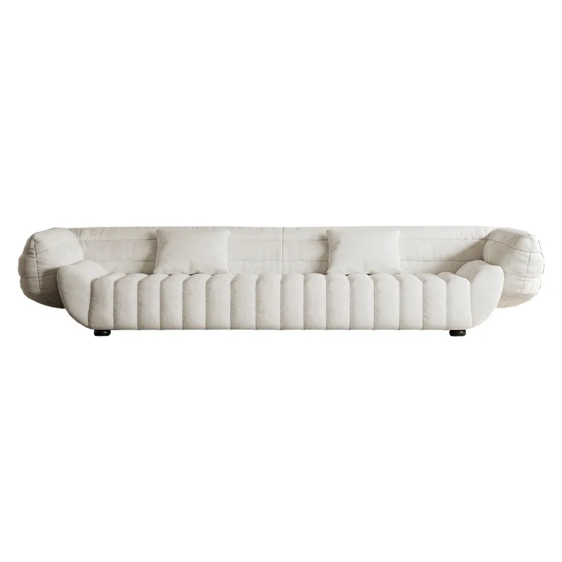 Minimalist banana boat sofa, curved fabric creative vertical row, three-seat fabric sofa