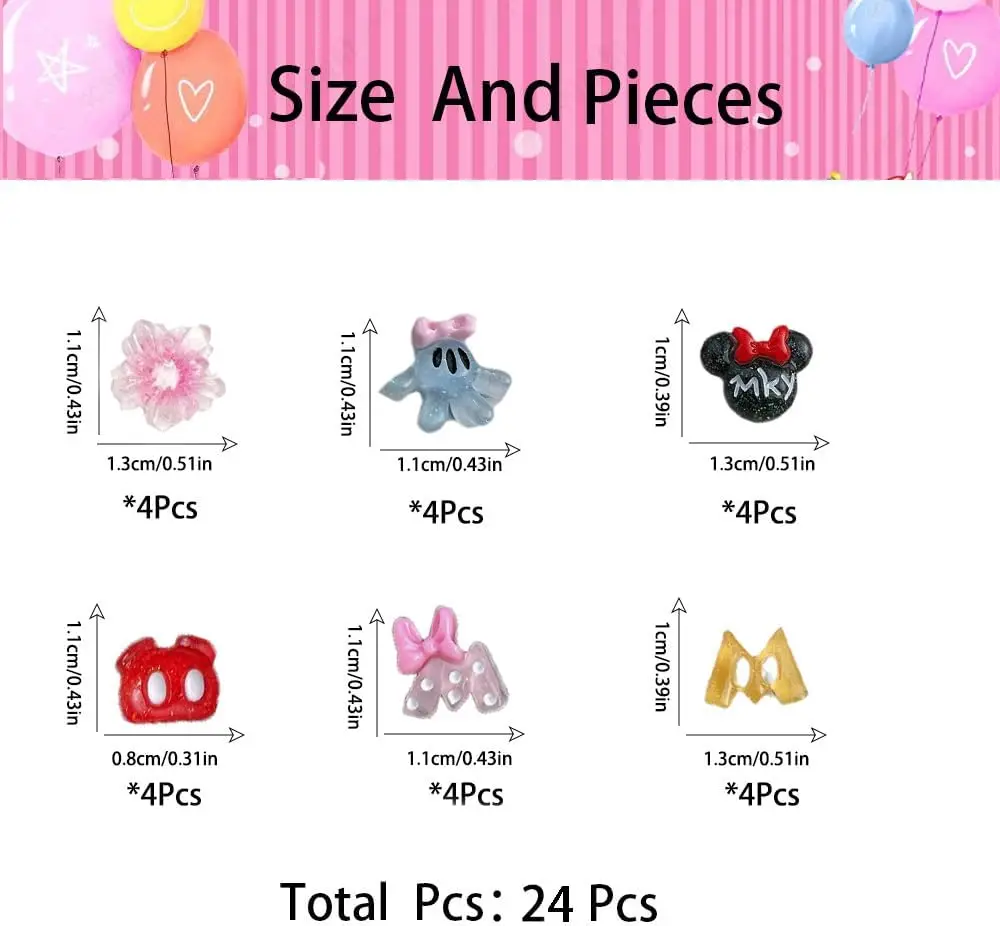 24 pcs Nail Art Charms, Miki Harz 3d Kawaii Nagel Charms, niedliche bling DIY Nägel Dekoration für Telefon, Nail Art Geschenk für Mädchen