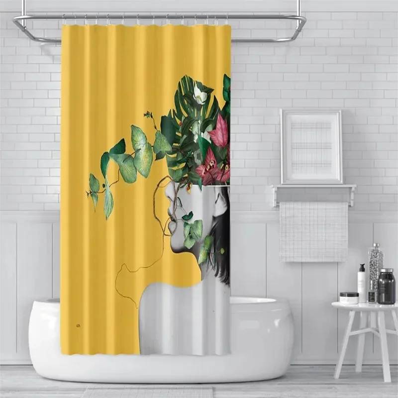 

JHB233D shower curtain European and American abstract figures, flowers, toilet partition curtains, simple curtains with acce9Kj(