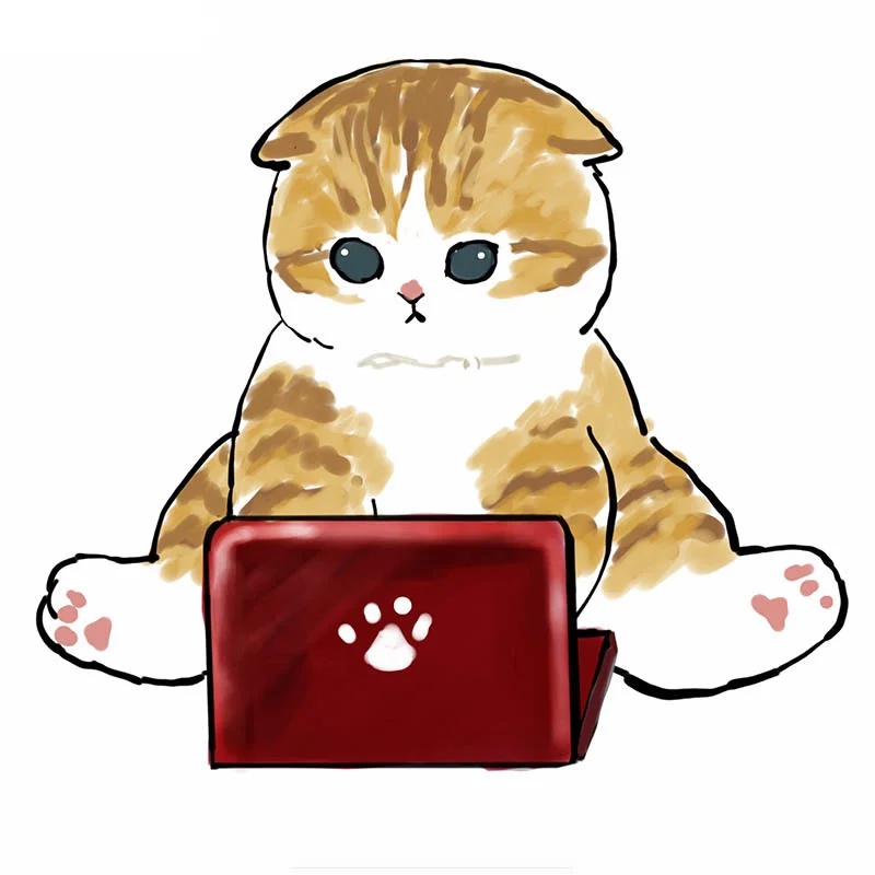 Fashion Beautiful Car Sticker Hand Draw-Kitty Cats Playing Computer Anti Scratch Film Laptop Decal