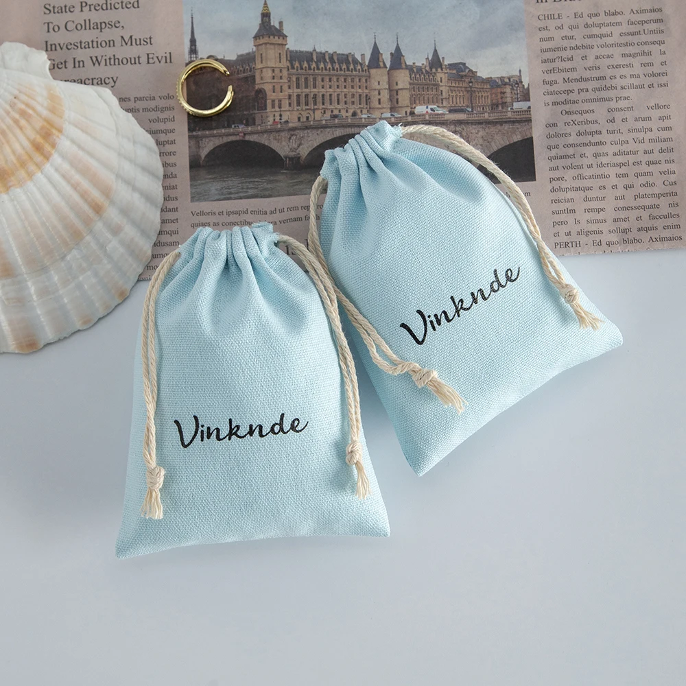 100 قطعة 5x7 سنتيمتر بالجملة قماش مجوهرات قطنية الحقيبة الرباط حقيبة الأحذية شنطة هدايا حقيبة يد مخصصة أكياس الغبار يغطي مع طباعة الشعار #4