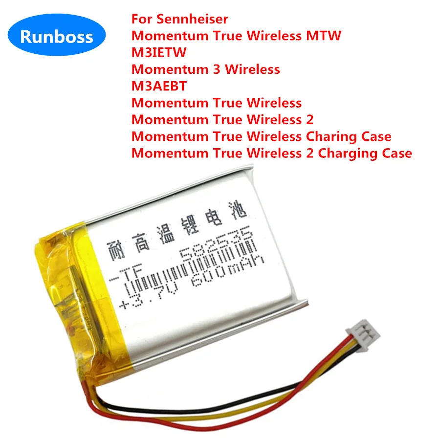 Wireless Headset Battery 3.7V/600mAh AHB702535PCT-01 for Sennheiser Momentum True Wireless 2/3/4 MTW/M3IETW/M3AEBT Charing Case