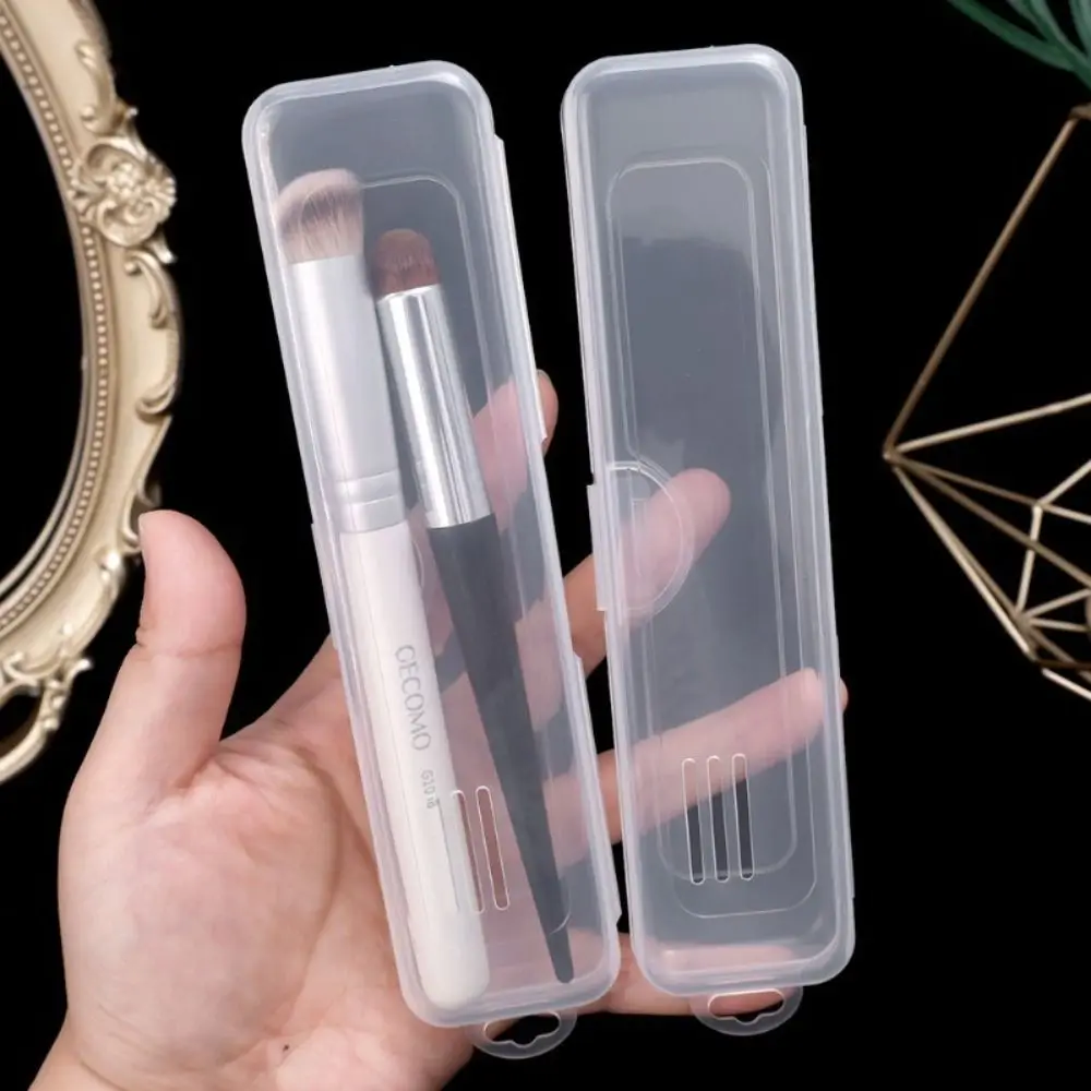 

1Pcs Multifunctional Makeup Brush Organizer Eyebrow Pencil Tableware Chopsticks Storage Box Transparent with Cover Beauty Tools
