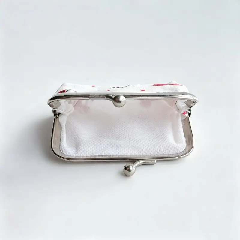 Fruchtmuster-Kussverschluss-Münzbörse, Mini-Snap-Geldbörse, Erdbeer-Kirsch-Print, kleine Clutch-Tasche für Mädchen, Karten- und Kleingeld-Aufbewahrung – Detail 5