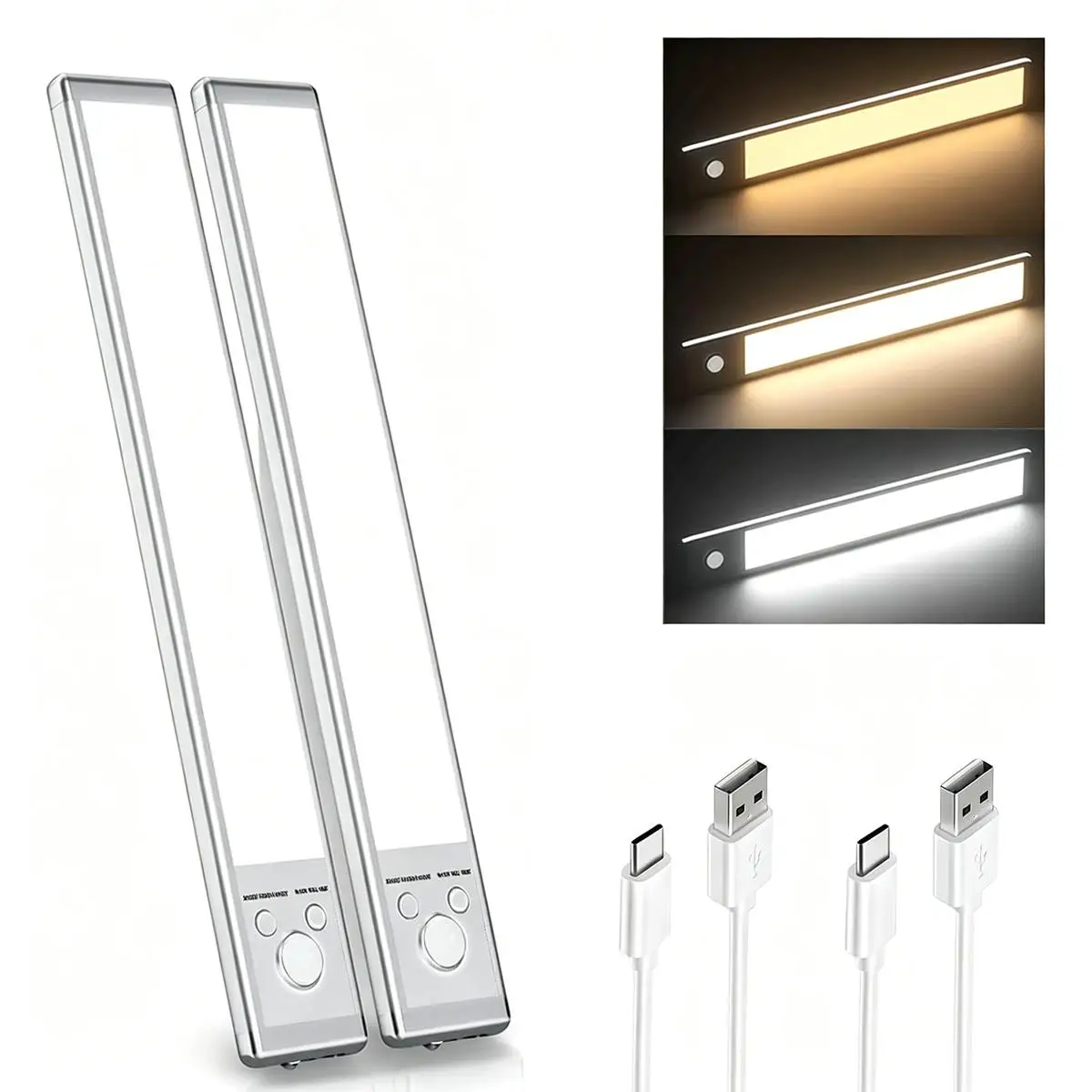 2Pcs LED Cabinet Lights Wireless Motion Sensor Auto Kitchen Wardrobe Closet Room Lamp Indoor Furniture Art Gift USB Room Art