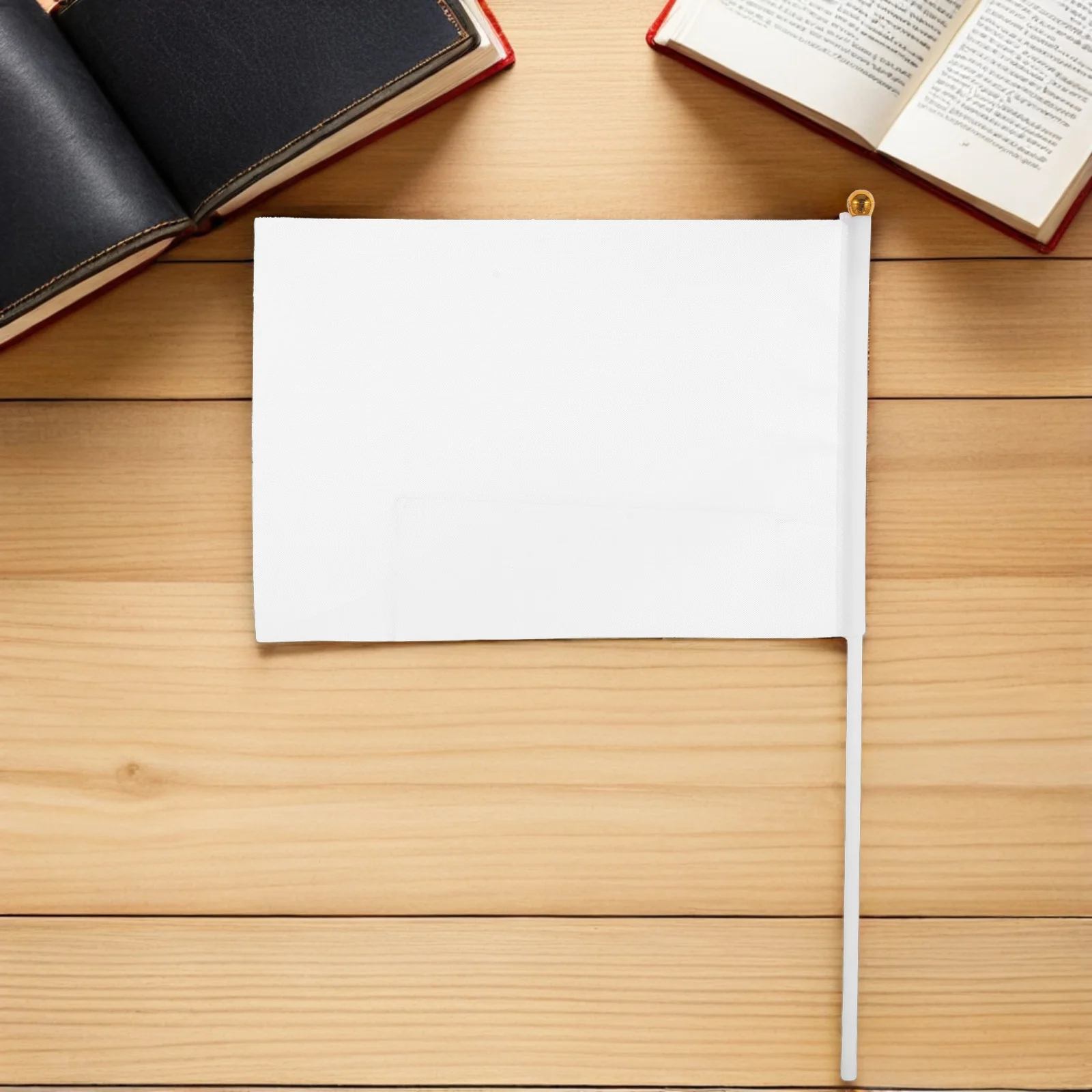 

30pcs White Stick Flags Lightweight Polyester Handheld Mini Flags For Cheerleading School Spirit Graduation Marathon Party