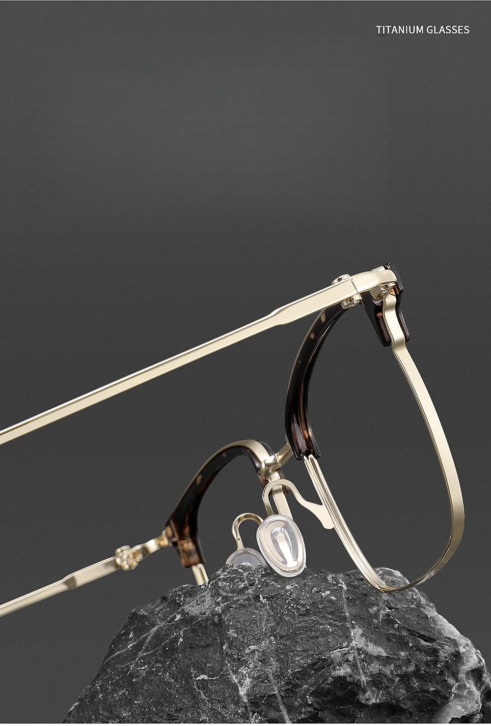 JAEVAR Neuer 155 mm Titan-Augenrahmen, ultraleichter Halbrahmen, Herren-Augenrahmen, Business-Optik, verschreibungspflichtiger Rahmen 26030 – Detail 6
