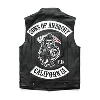 Chaquetas de primavera para motocicleta para hombre SOA Punk negro Moto Gilet Sons of Anarchy chaqueta de cuero para motocicleta Chaleco