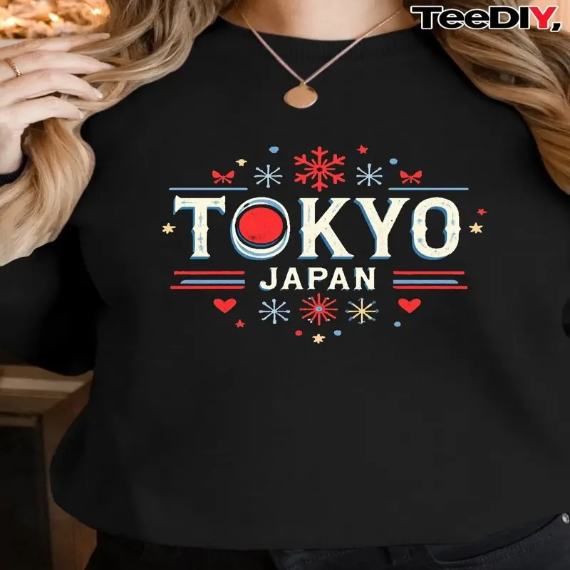 

Winter Fall Women Plus Size Clothes Female Oversize Sweatshirt Tokyo Japan Snowflake Festive Design Long Sleeve Fashionable Y2k