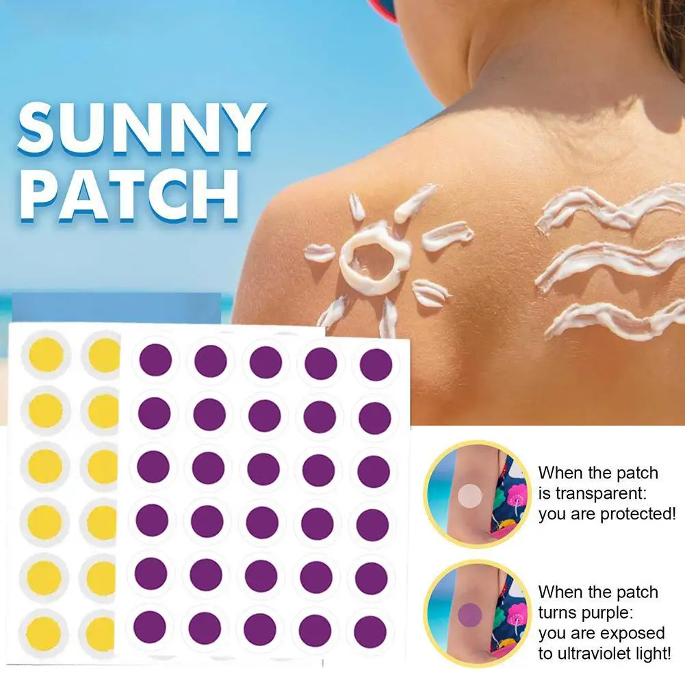 Impermeável UV Detectando Patches, Protetor Solar Adesivos, Lembrete de Detecção Auto-Adesivo, Proteção Transparente, Sunny Pat, D8Z3, 60 Pcs