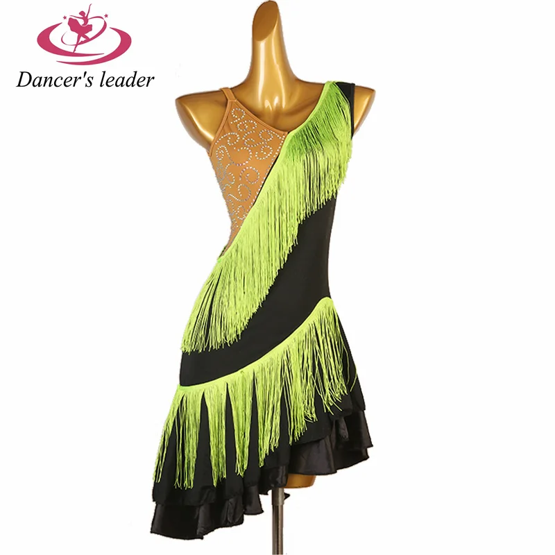 

Latin dance Dress for Women Customized Irregular Tango Chacha Dance Dress Adult Children's Stage Performance Dress